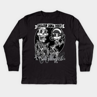 Skeleton Dance Party at the Cemetery Kids Long Sleeve T-Shirt